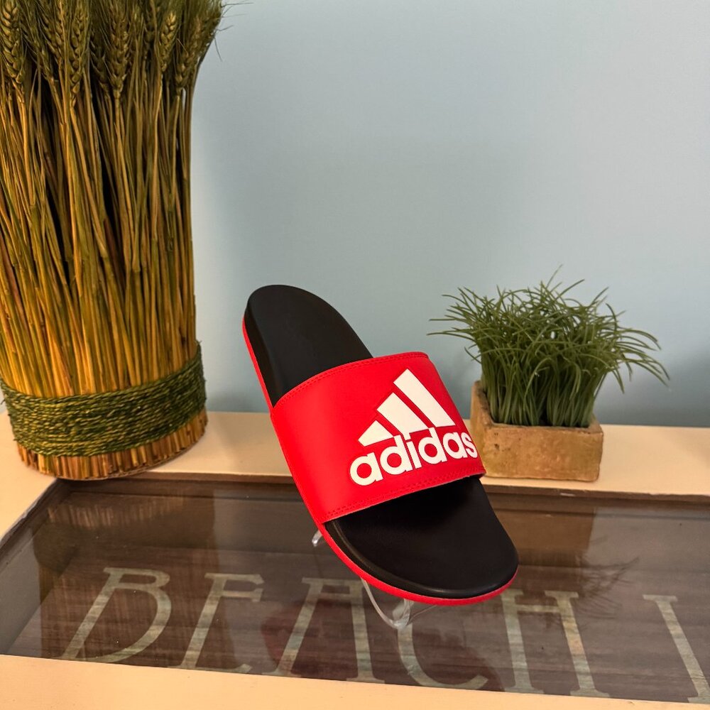 Adidas Men ADILETTE Comfort Slipper Red Black Slide Sandals GY1947 Size 10
